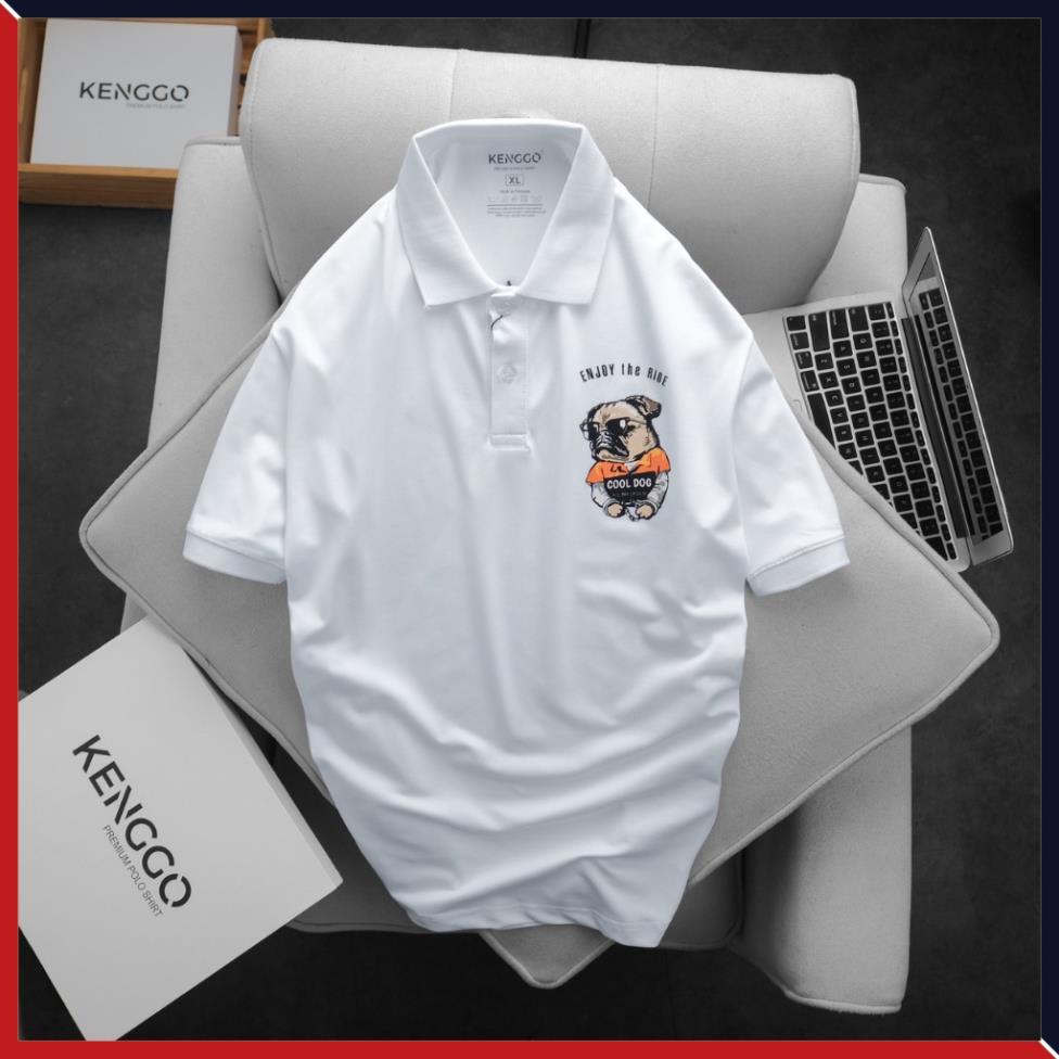 Áo thun Polo nam DOG COOL hình Pugdog vải cá sấu Cotton xuất xịn - KENGGO.