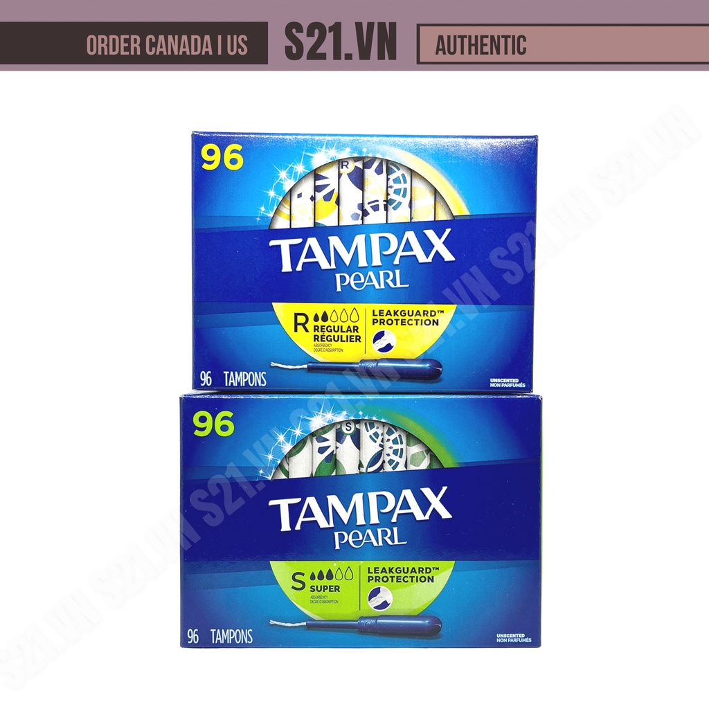 Hộp Băng Vệ Sinh Tampon Không Mùi Tampax Pearl Leakguard Protection 96 Cái