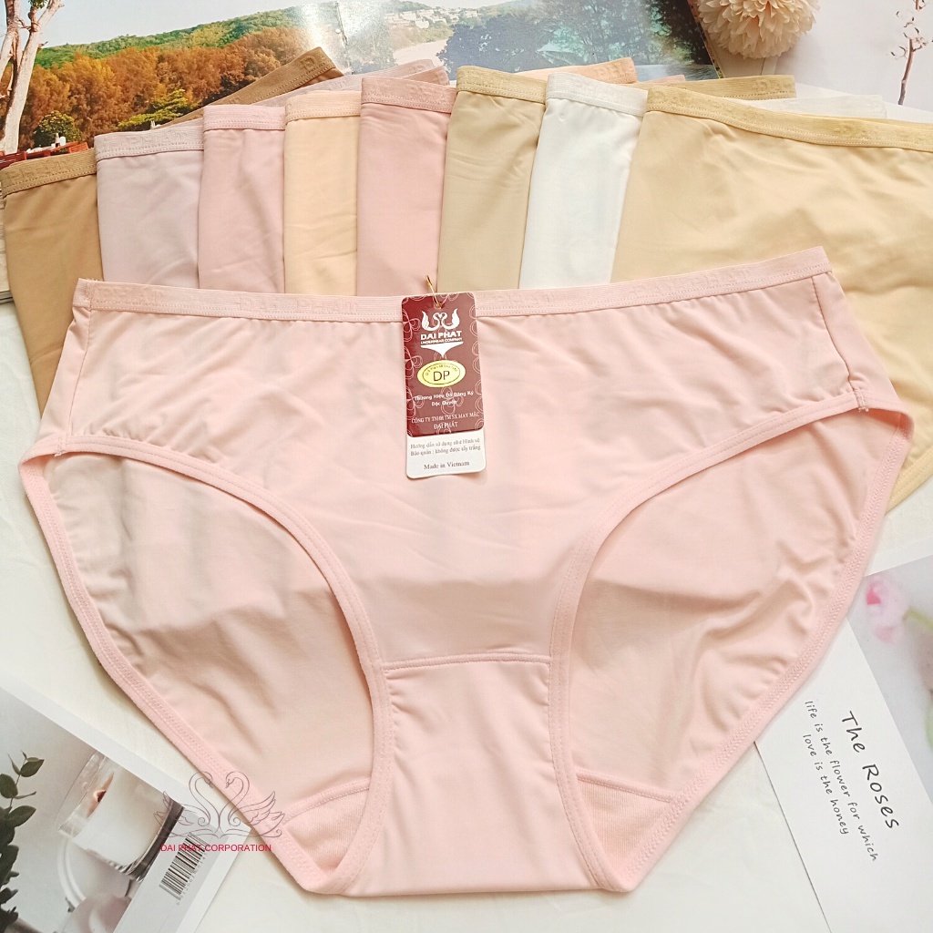 Quần lót bigsize, quần lót nữ thun lạnh trơn cao cấp cạp cao phối lưng chữ Đại Phát 67-80kg