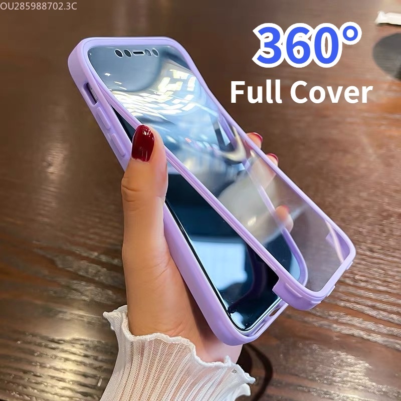 Ốp Điện Thoại Silicon Trong Suốt Chống Sốc Bảo Vệ 360 Độ Cho iP 11 12 13 Mini Pro 7 8 Plus X XR XS MAX