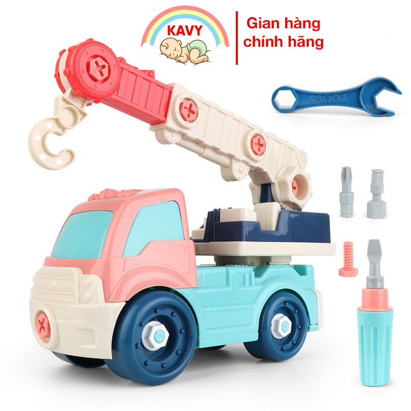 Bộ đồ chơi lắp ráp trẻ em xe cần cẩu  kích thích giác quan của bé, kích thước rất lớn, nhựa an toàn (kèm vít)