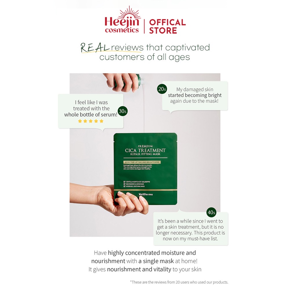 Mặt Nạ Thạch Rau Má Cho Da Mụn WellDerma Premium Cica Treatment Repair Fitting 25g