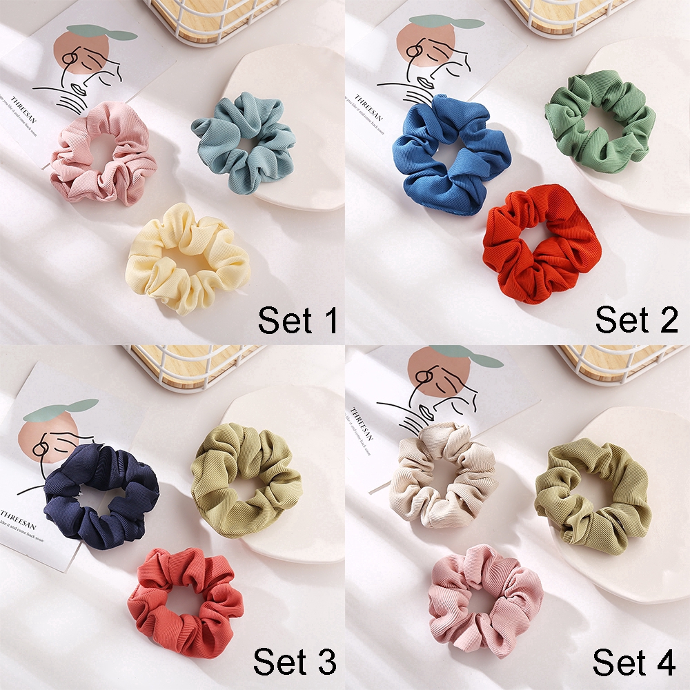 Dây buộc tóc chiffon Hishop in hoa cúc nhiều màu cho nữ