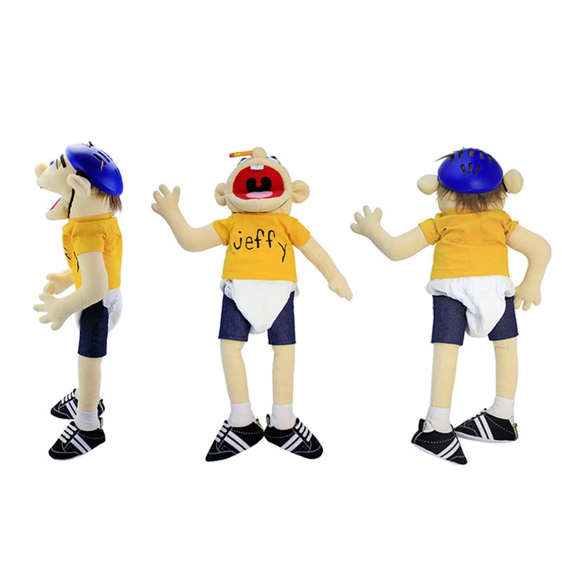 58cm Large Jeffy Boy Hand Puppet Children Soft Doll Talk Show Party Props Christmas Doll Plush Toys Puppet Kids Gift