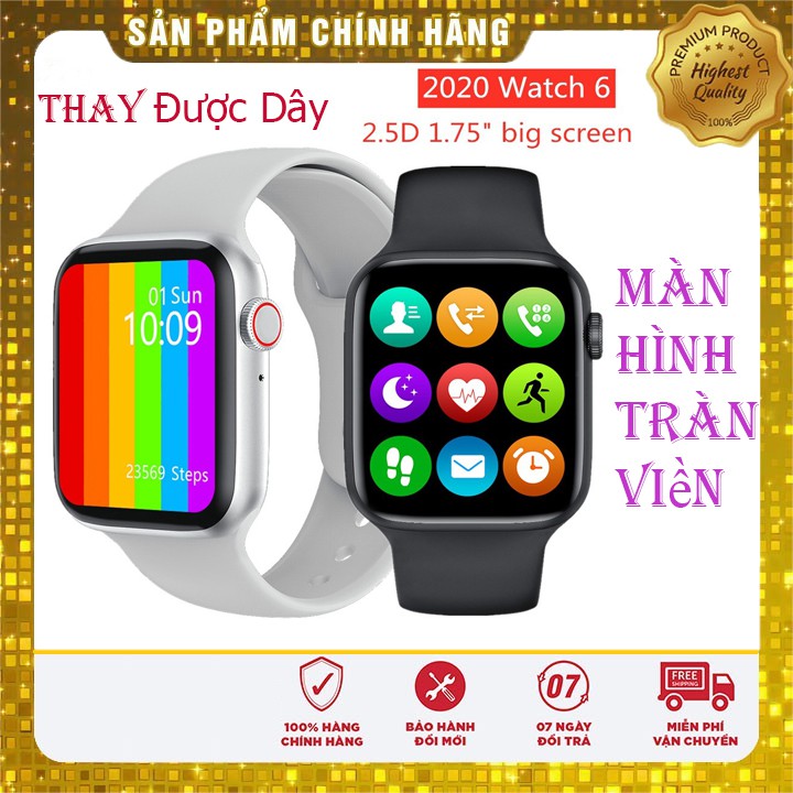 Đồng hồ thông minh Watch 6, Full màn Tràn viền, Thay được dây ap Watch Size 44mm 💕Bảo Hành Lỗi Đổi Mới💕