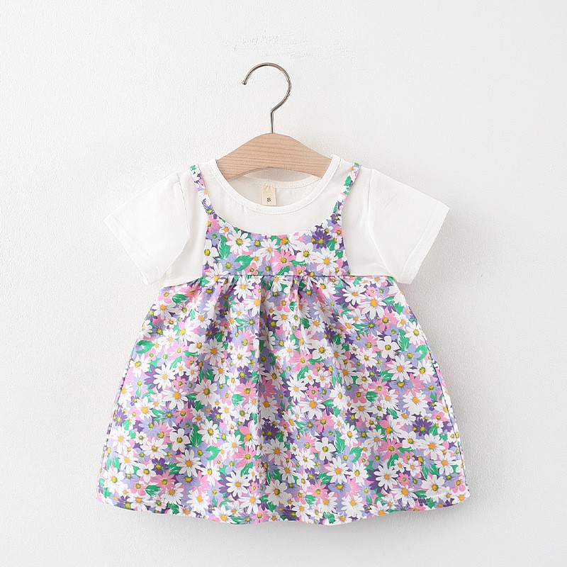 Váy Yếm Hoa Mùa Hè Bé Gái Chất Cotton mát thấm hút mồ hôi cho bé từ 3 tháng đến 4 tuổi ,Quần Áo Trẻ Em Anna Store