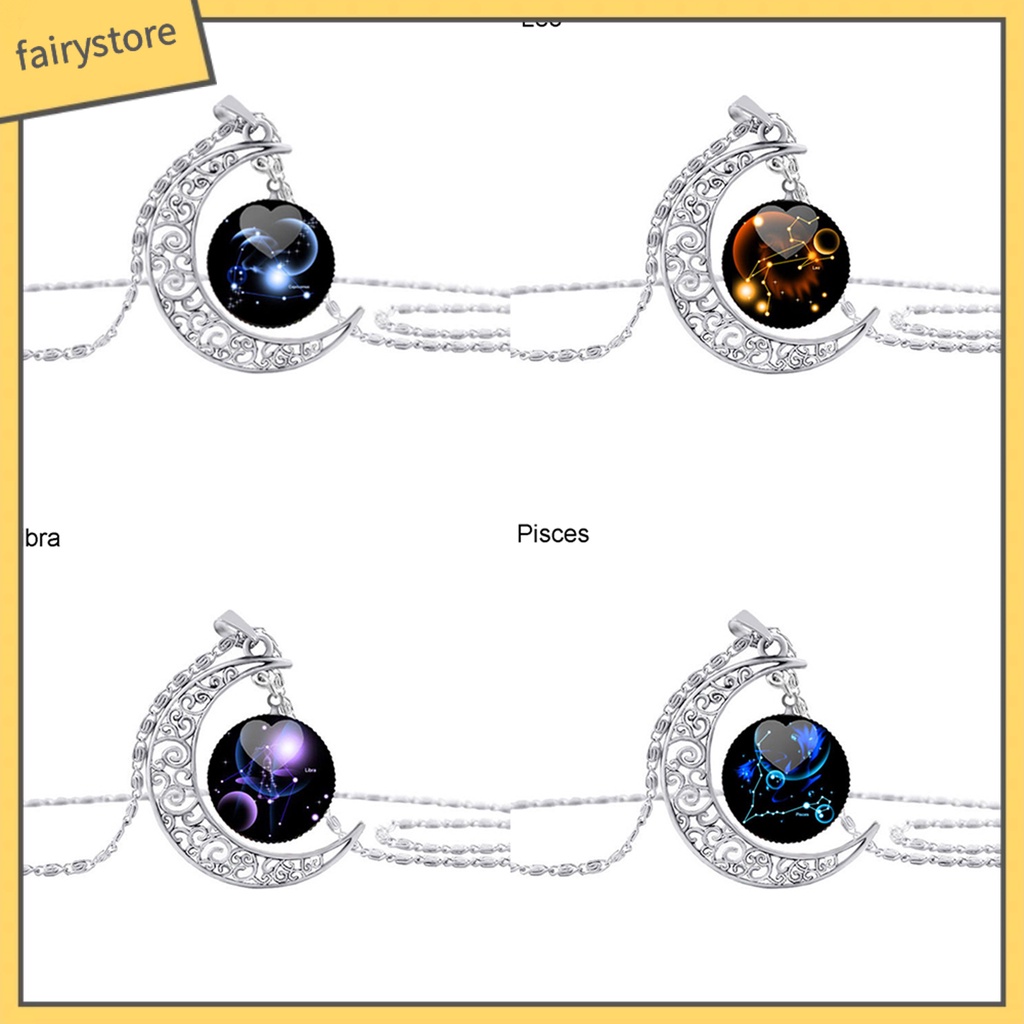 Dây Chuyền Mặt Hình Mặt Trăng Và 12 Chòm Sao Thiết Kế Ấn Tượng