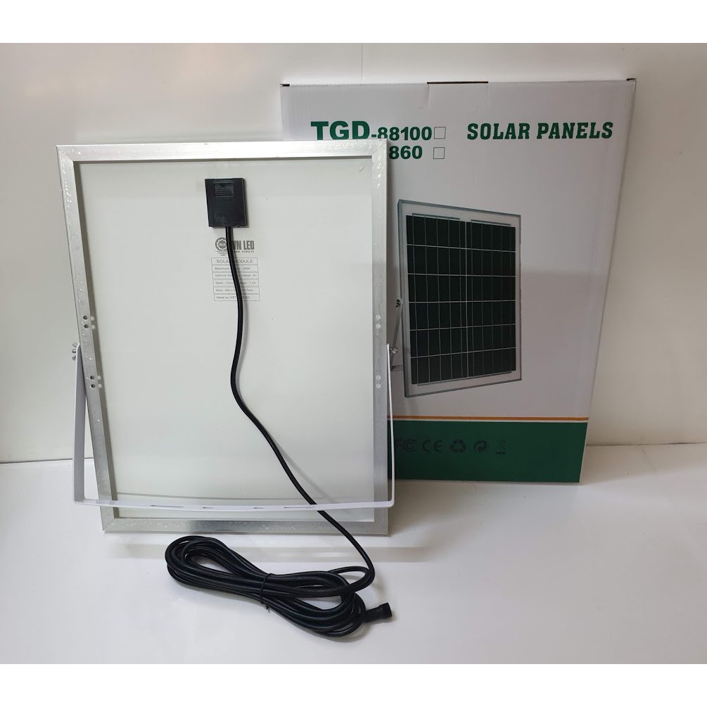 TẤM PIN NĂNG LƯỢNG MẶT TRỜI 15W, 18W, 20W, 25W, 30W, 40W, 50W, 6V mặc định có dây 5m và giá đỡ tấm pin