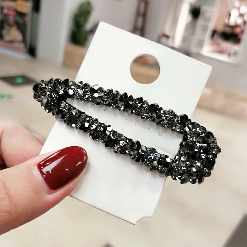 Ins Kẹp Tóc Mái Ngang Đính Kim Cương Giả Kim Cương Rỗng Màu Sắc Hình Học