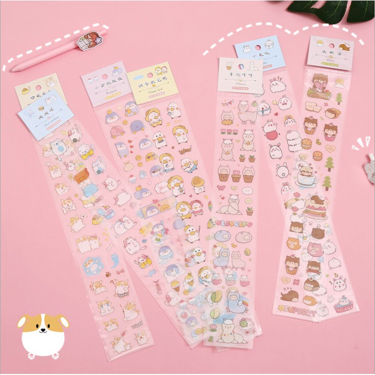 Quà tặng - 1 tấm sticker cute dán sổ tay, hộp bút, máy tạo bọt nước rửa tay, tủ sấy quần áo, máy massage cổ ...