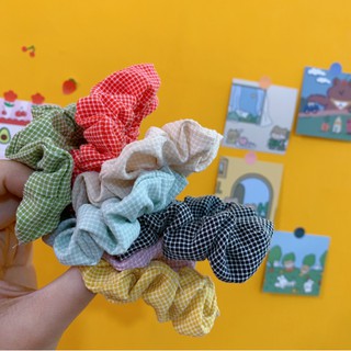 Dây cột tóc vải scrunchies, sọc kẻ caro xinh xắn HOT TREND