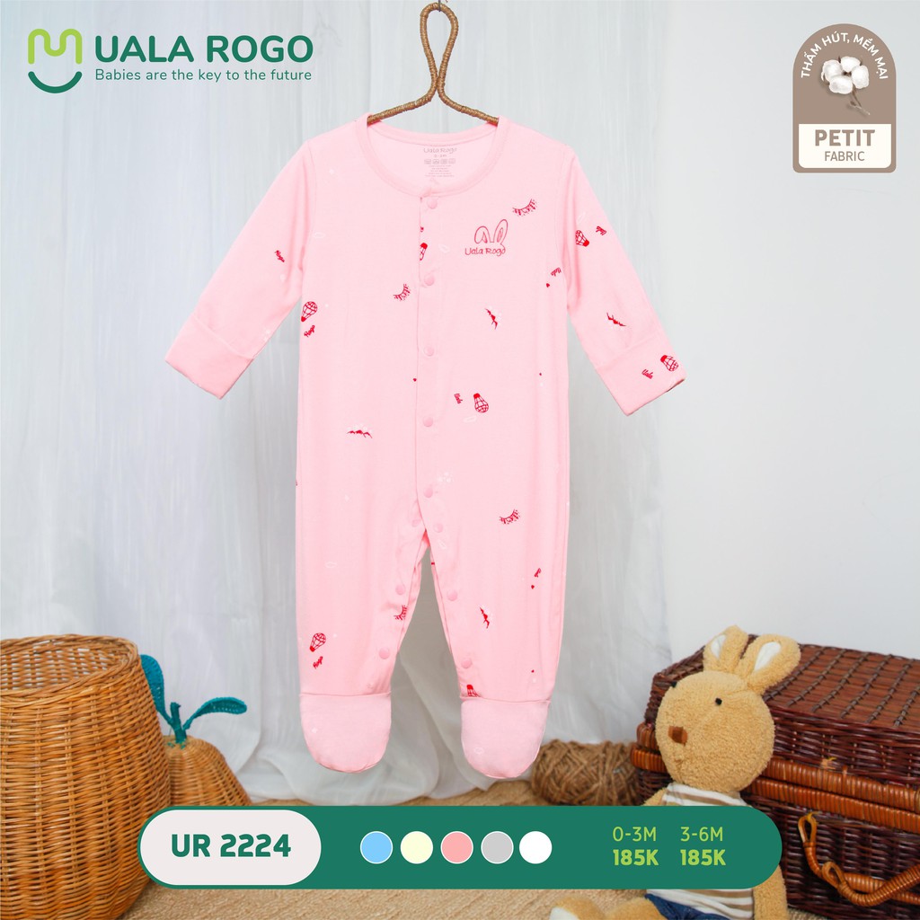 Bodysuit liền tay liền chân petit họa tiết giao thông sơ sinh bé trai bé gái uala rogo 2224