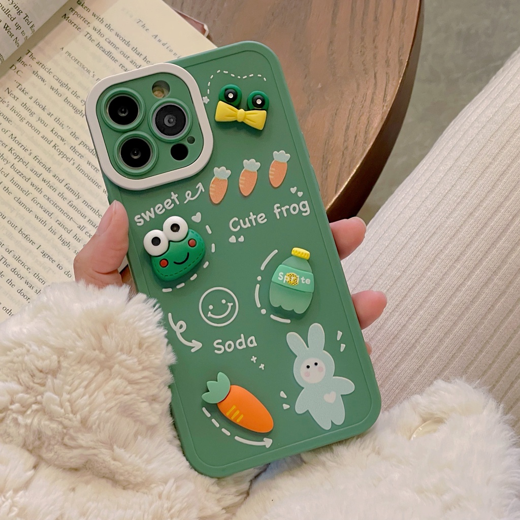 Ốp Điện Thoại Tpu Màu Xanh Lá Hình Thỏ/Ếch Cho Iphone 13 Pro Max 12 Pro Max 11 Pro Max Xs Max Xr X 7 8 Plus