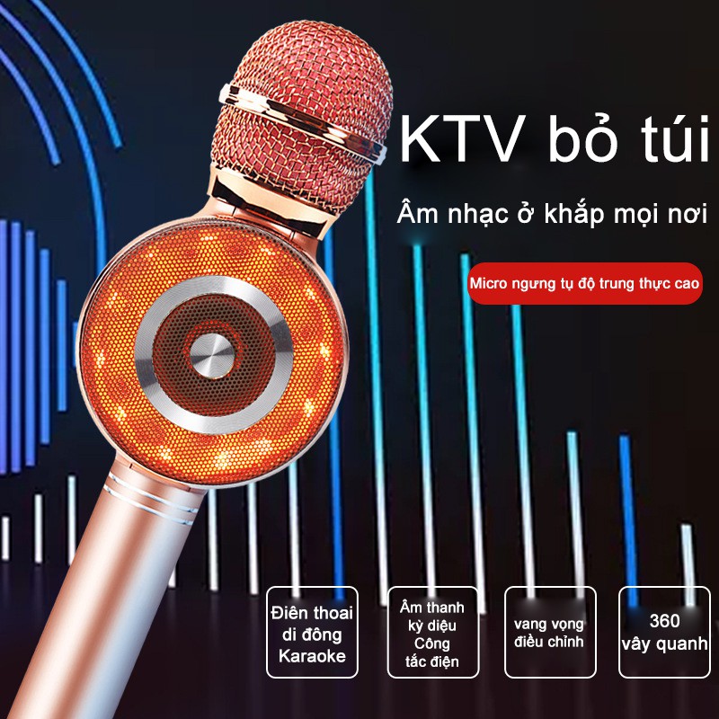 Micro Karaoke Kiêm Loa BLUETOOTH - Micro không dây Karaoke - Chức năng điều chỉnh giọng nói - NBWS669