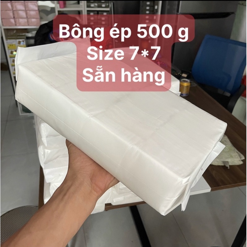 [GIÁ SỈ 500g] Bông Gòn Ép Miếng Cắt Sẵn 7x7 cm, Bông Cắt Sẵn