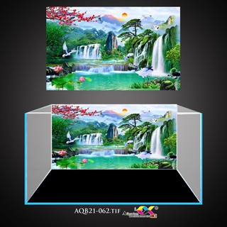 Tranh 3D dán hồ cá mẫu phong cảnh hữu tình thơ mộng, tranh có keo sẵn trên bề mặt, có thể làm theo KT yêu cầu