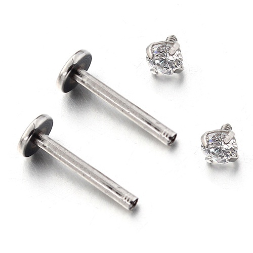 Bộ 2 khuyên xỏ môi thép không gỉ có đính đá quý thời trang sang trọng dành cho nam và nữ