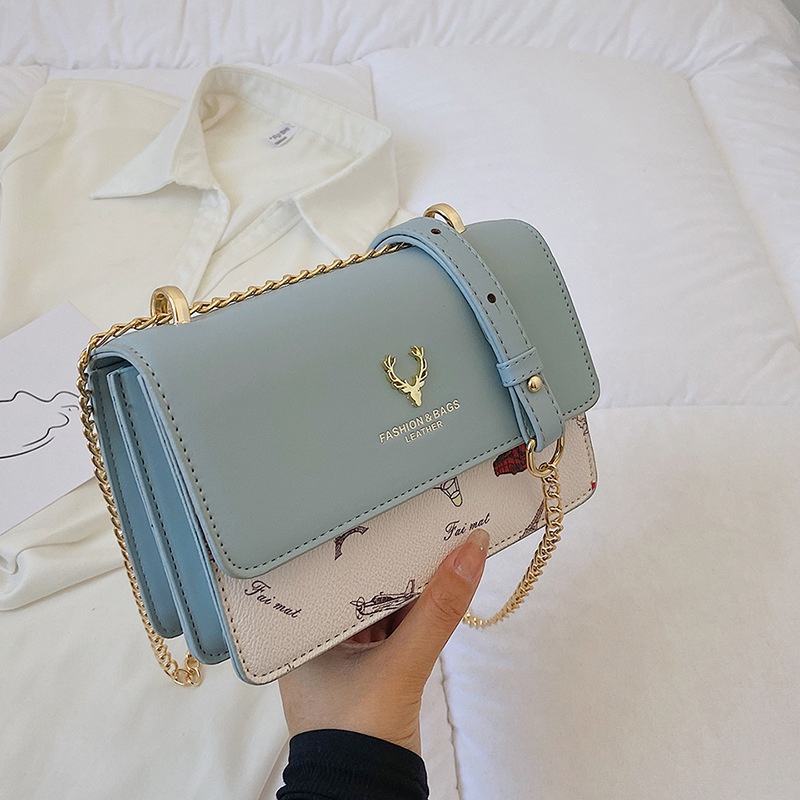 Túi Đeo Vai Hình Vuông Cỡ Nhỏ Màu Sắc Tương Phản Thời Trang Cho Nữ