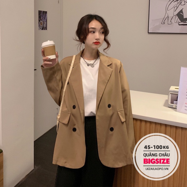 BIGSIZE Nữ (45-100kg) Áo khoác vest blazer nữ mỏng dáng rộng màu sắc đơn giản thanh lịch  - Phong cách Hàn Quốc