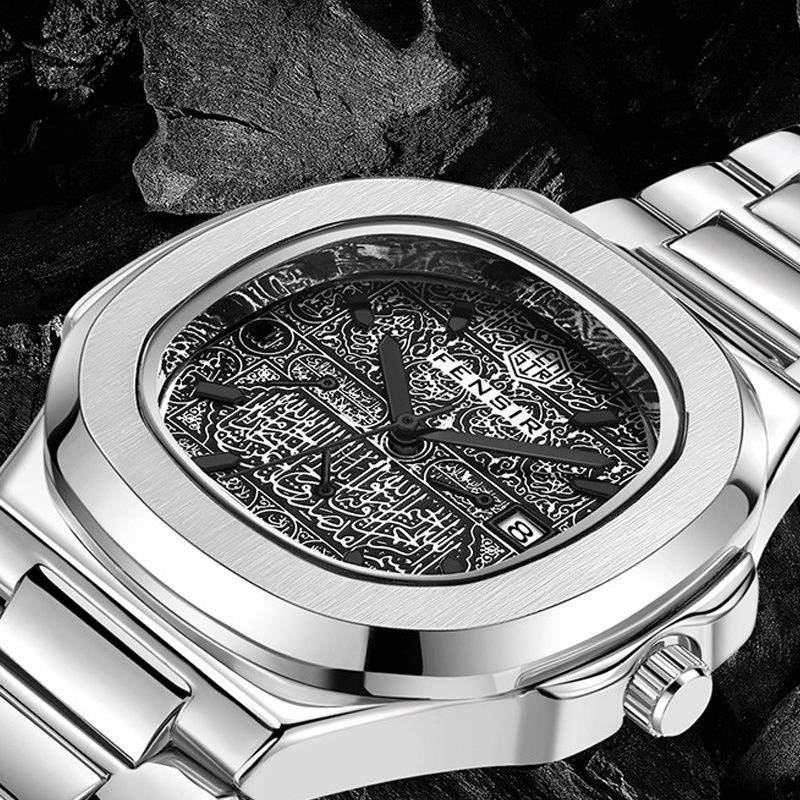 Đồng hồ nam chính hãng cao cấp chống nước đẹp dây thép hợp kim 316L mặt vuông thời trang W16