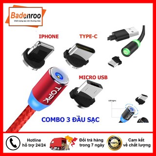 [Mã BADEM68 Giảm 10%] Cáp Sạc 3 Trong 1 - Cáp Sạc Dây Dù Từ Tự Hút Nam Châm 3 Đầu Sạc Cho Iphone | micro USB | Type C
