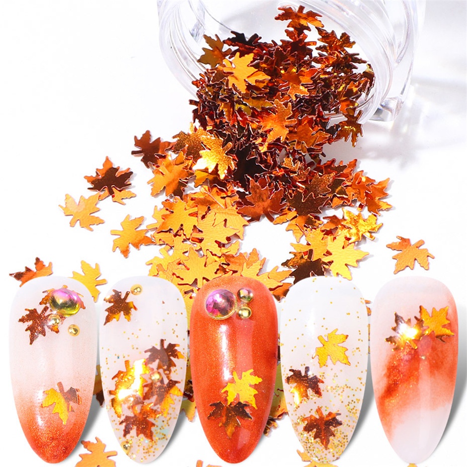 Hộp Phụ Kiện Lá Phong 3D Trang Trí Móng Tay