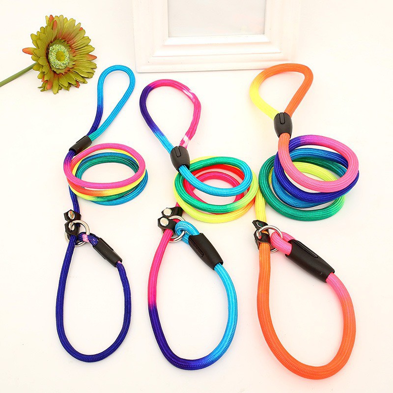 Dây dắt thú cưng cầu vồng nhiều màu sắc có thể điều chỉnh mọi kích cỡ