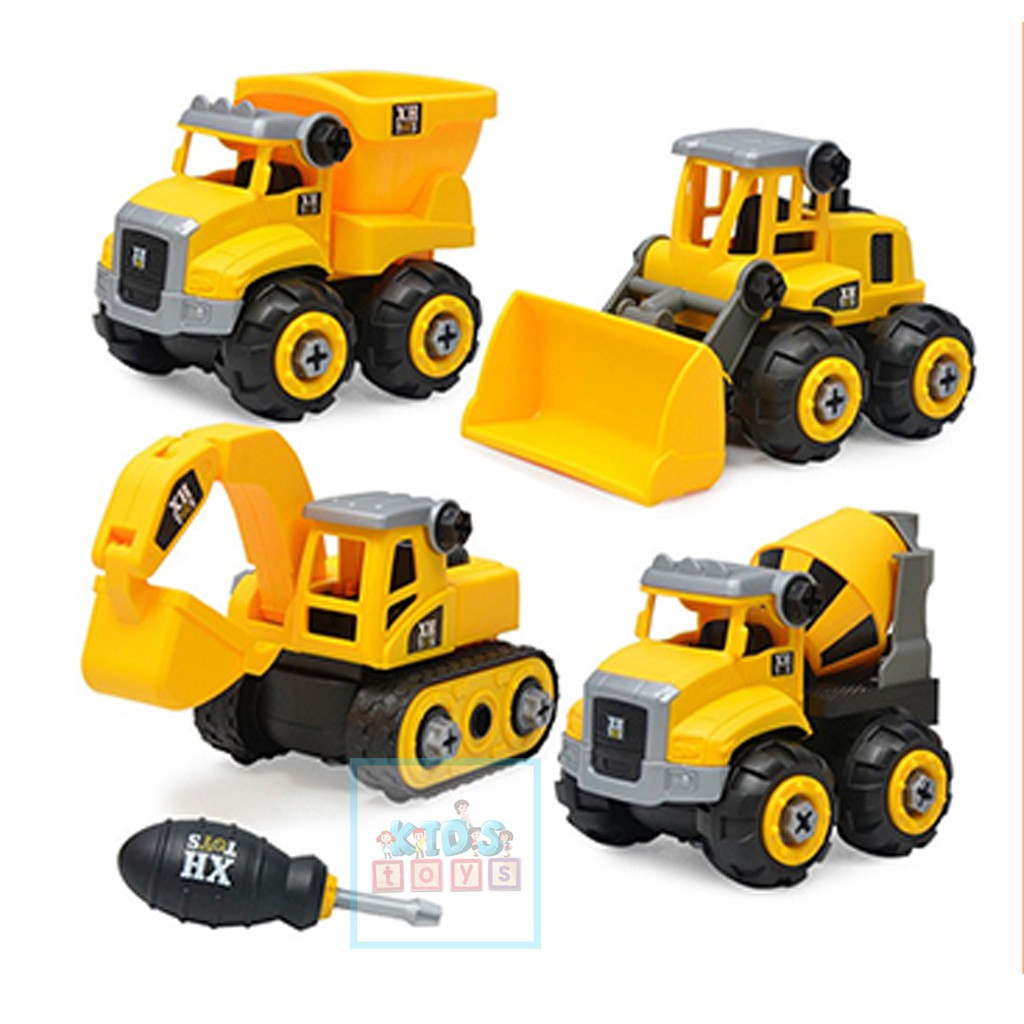 Xe đồ chơi xúc vật liệu xây dựng một bộ gồm 4 xe