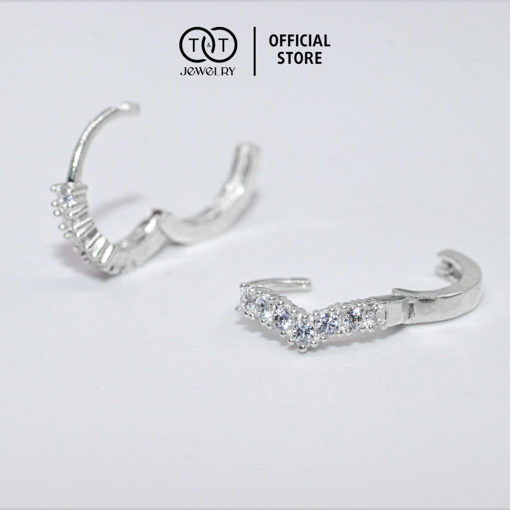 Bông Tai Bạc Ý s925 Đính Đá CZ sang trọng T&T Jewelry cao cấp cho nữ BT016