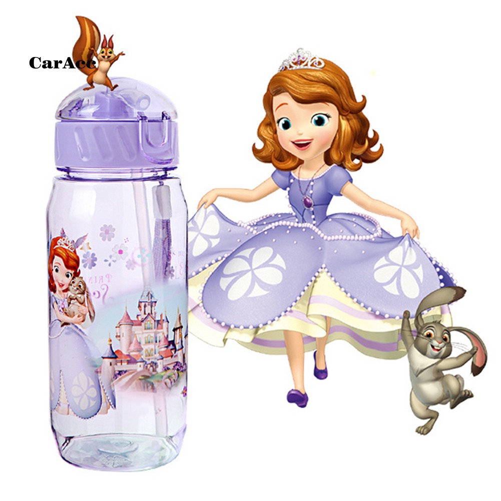 Bình Đựng Nước 450ml Chống Rò Rỉ Có Ống Hút Hình Chuột Minnie Disney Cho Bé