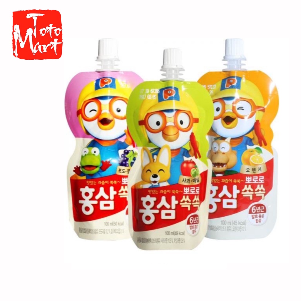Nước hồng sâm trái cây cho bé Pororo Hàn Quốc (100ml)