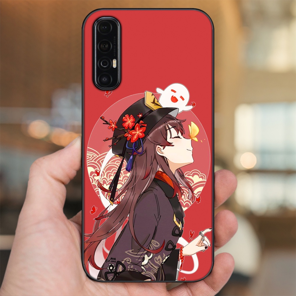 Ốp lưng Oppo Reno 3 Pro viền đen in hình Hutao Genshin Impact