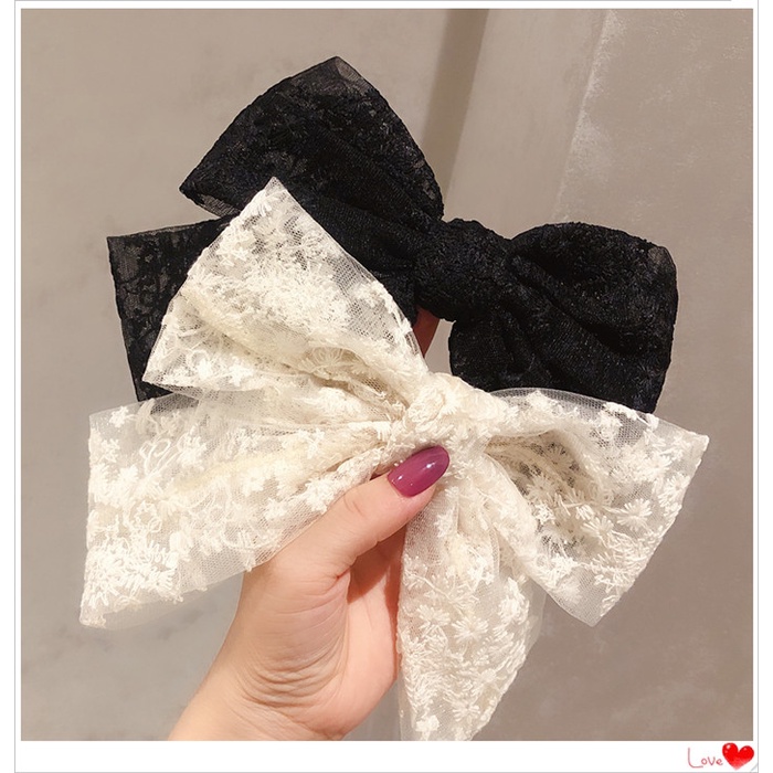 Cặp tóc, kẹp tóc nơ ren nhiều màu dịu dàng tiểu thư chồi accessories - Y023