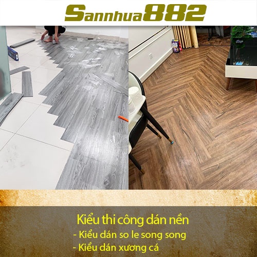 Miếng dán nền giả gỗ sẵn keo tự dính nhựa nguyên xinh hàng loại1 chống trơn chống xước mã 20