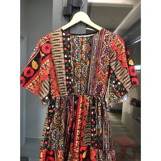 Đầm Maxi Thổ Cẩm Maxi Tay Loe Siêu Yêu