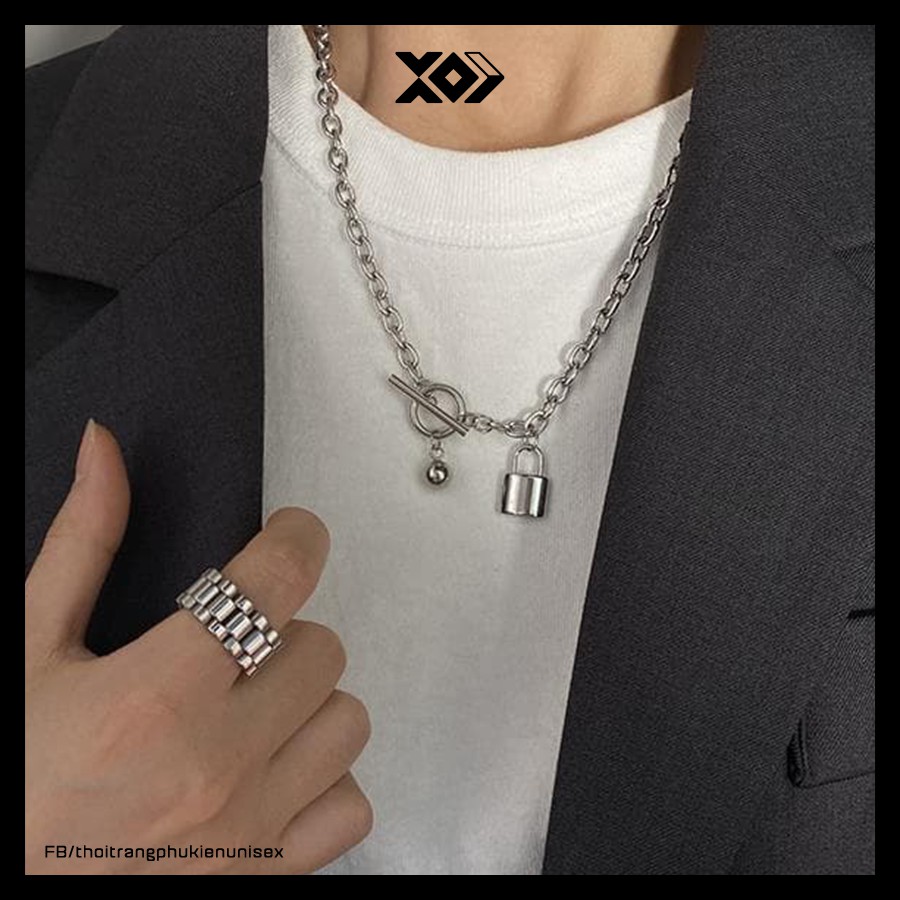 Vòng cổ OT Mặt Dây Hình Ổ Khóa Độc Đáo - Dây chuyền nam nữ Phong Cách Hip-Hop Thời Trang Cá Tính