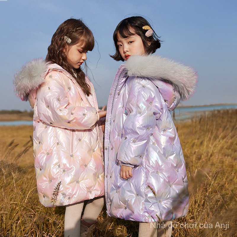 Kids Girls Long Thick Coat White Duck Coat Kids