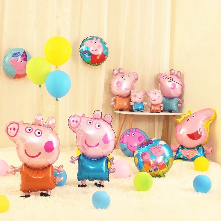 Bong bóng hình heo Pepe/George đáng yêu dùng trang trí sinh nhật cho bé trai và gái