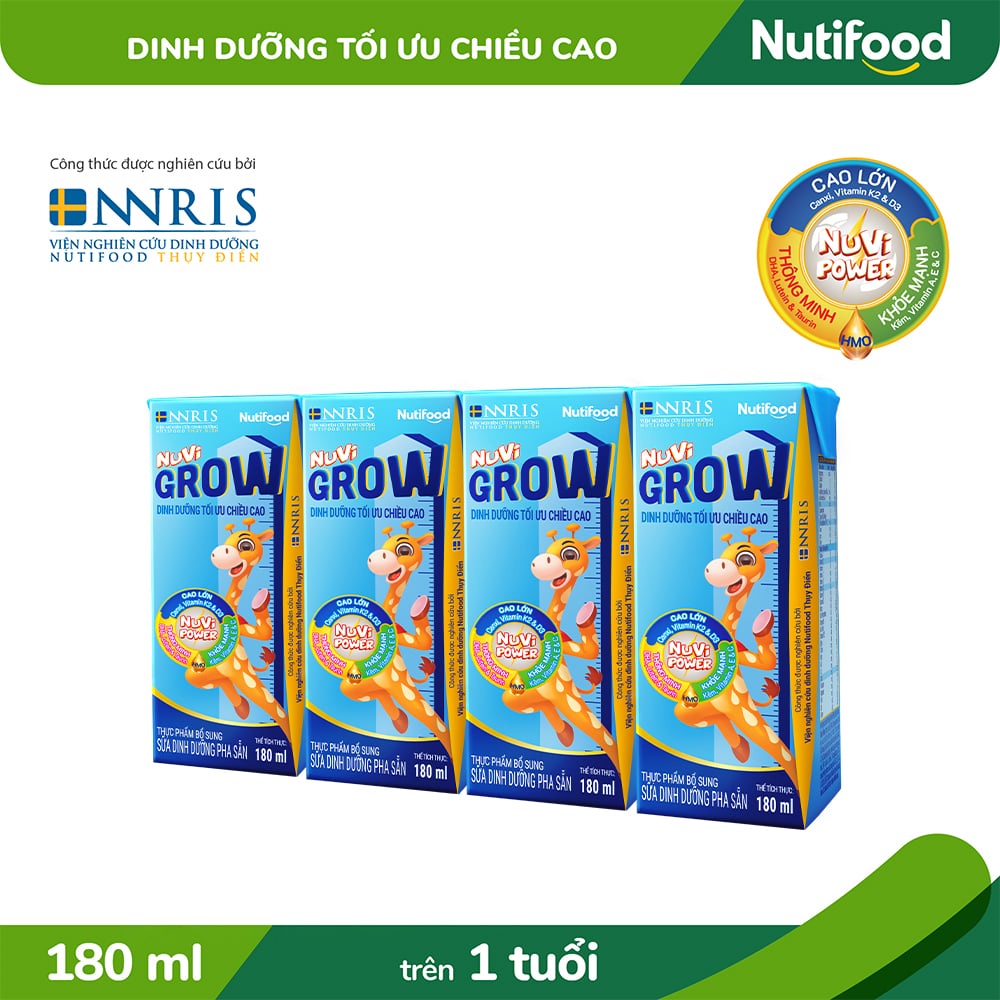 Thùng 48 hộp Sữa Bột Pha Sẵn Nutifood NUVI GROW 180ml/hộp