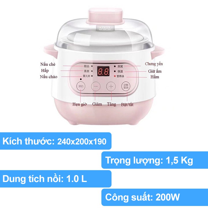 Nồi nấu thông minh đa năng cách thủy 4 in 1 - Nồi nấu cháo,ninh, hầm, hấp tiện lợi (thanh lý)