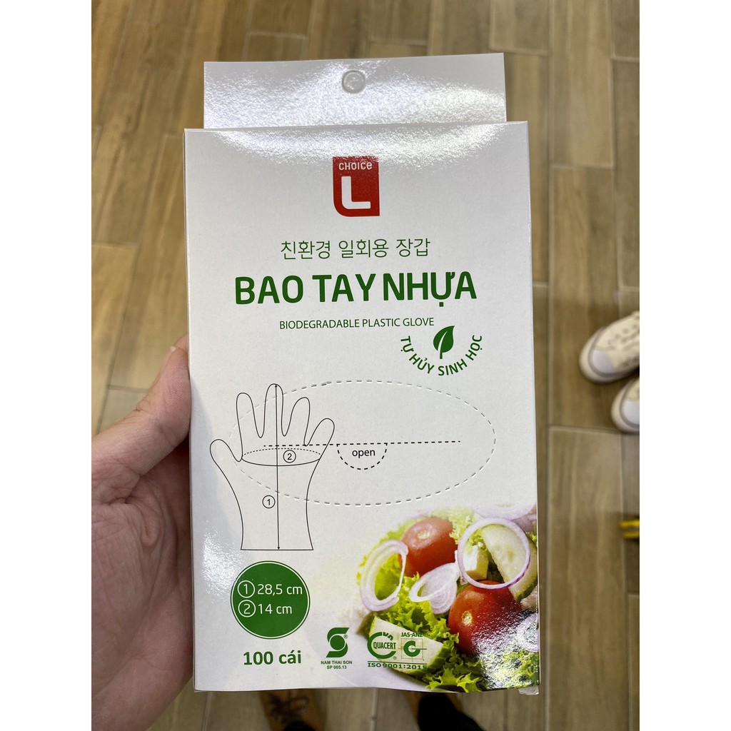 GĂNG TAY NHỰA TỰ HỦY HỘP 100 CÁI, bao tay sử dụng 1 lần, gloves vệ sinh làm bếp, bao tay ăn hải sản, dùng một lần