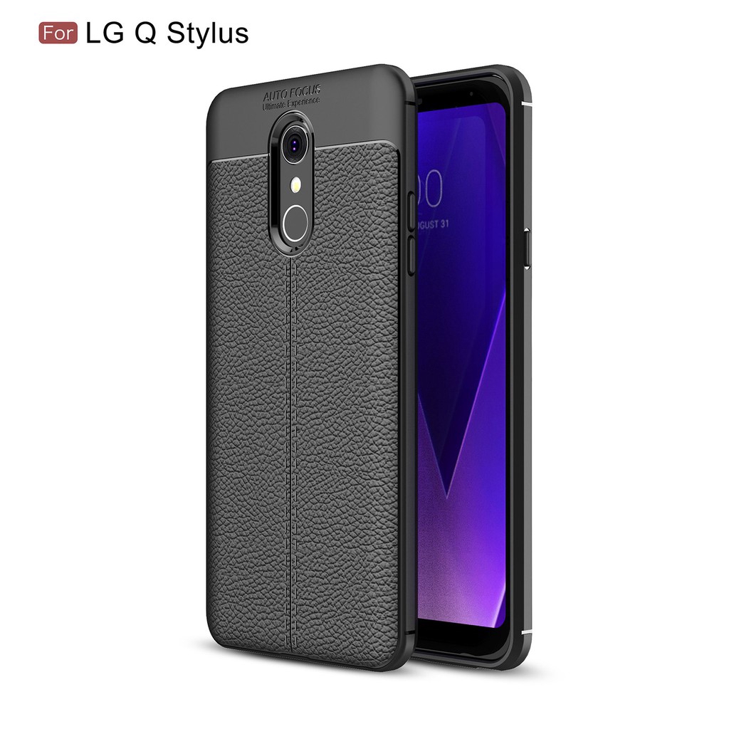 Ốp lưng bằng TPU Silicone phối da kiểu thời trang dành cho LG G6/G7/Q Stylus/Q Stylus Plus