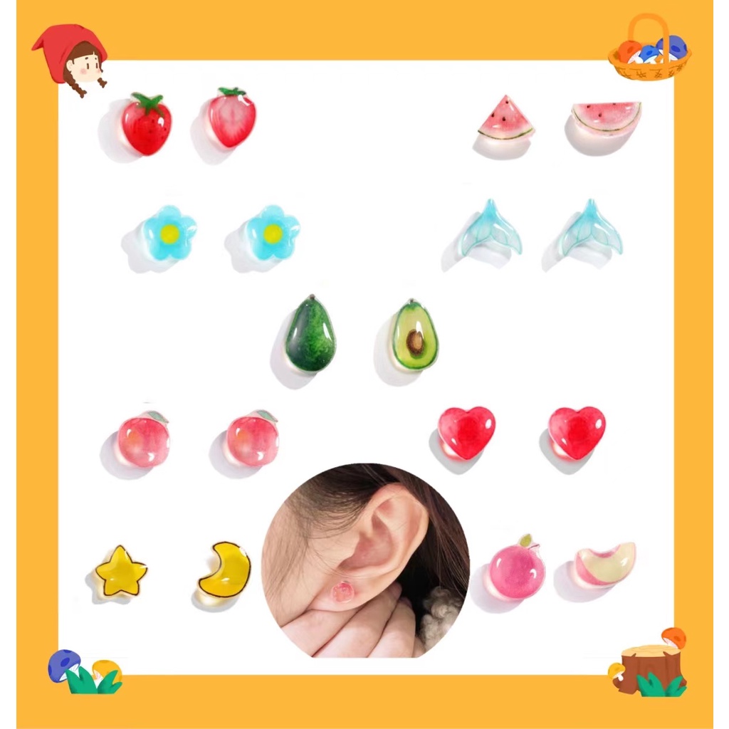 Khuyên Tai Hoạt Hình Trái Cây Không Gây Dị Ứng Dễ Thương Cho Nữ Sinh