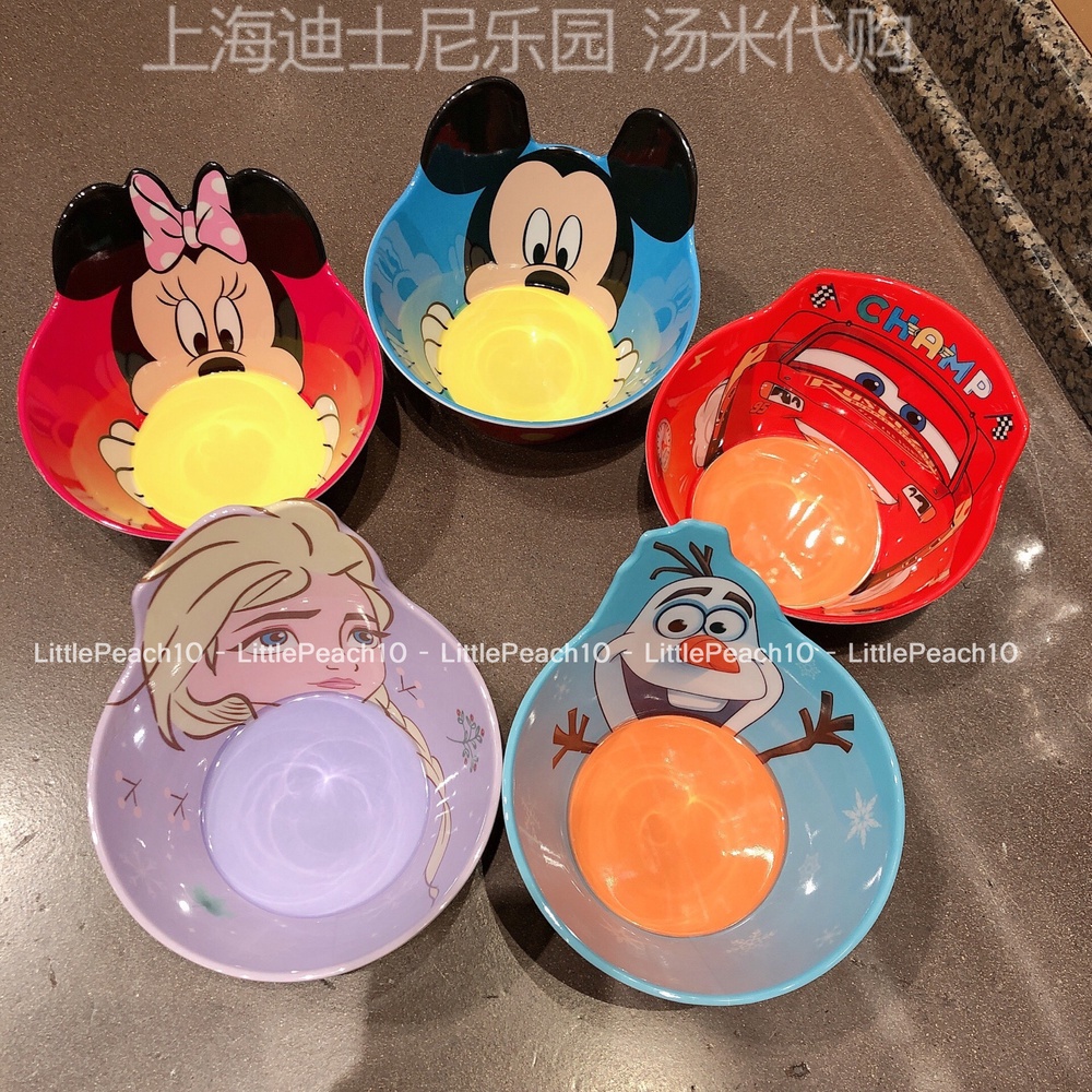 Chén tô ăn dặm Disney cho bé melamine cao cấp Elsa Frozen Minnie Mickey Car Princess Donald 3D