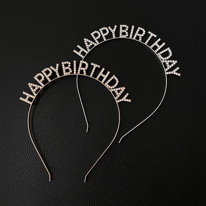 Kẹp tóc hình chữ Happy Birthday đính đá lấp lánh phong cách Hàn Quốc cho nữ