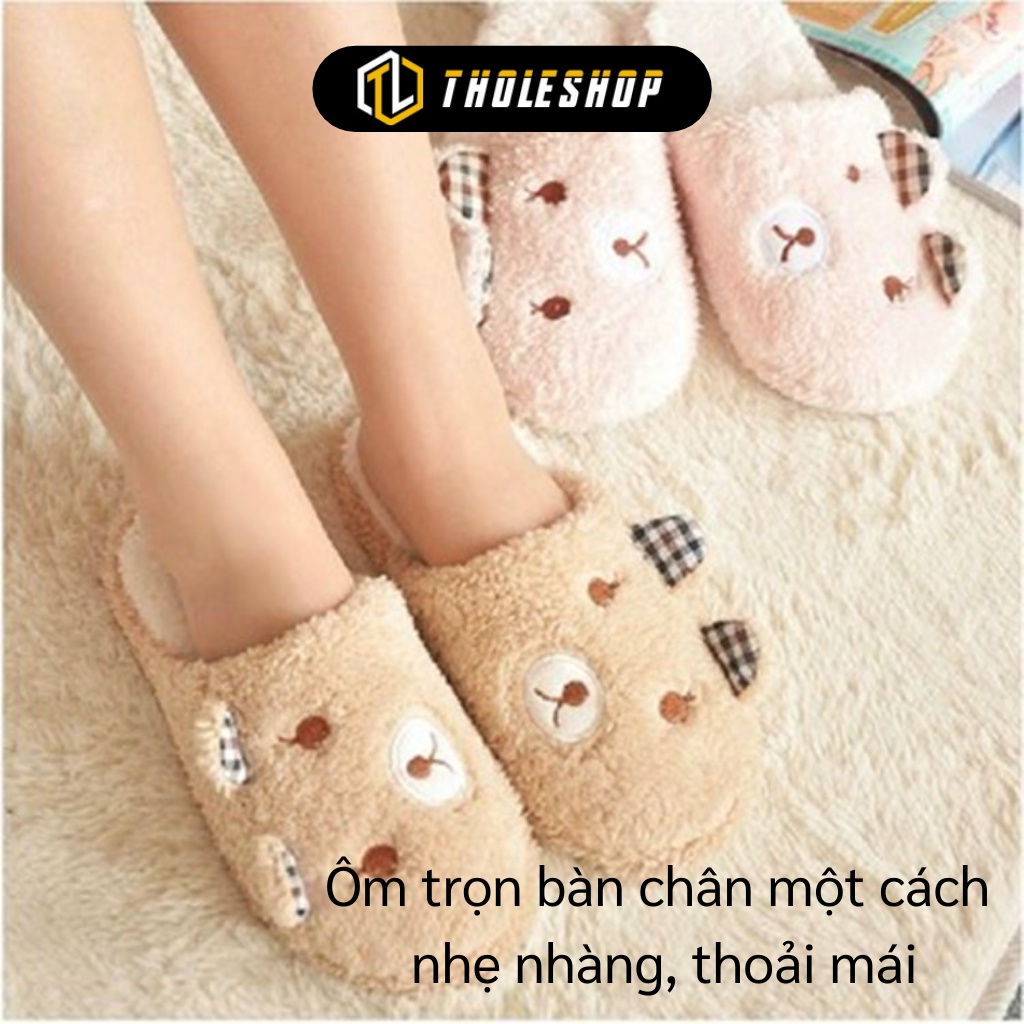 Dép Bông FREESHIP Dép Lông Đi Trong Nhà Nam Nữ Hình Gấu, Giữ Ấm Đôi Chân, Size 38, 39 3622