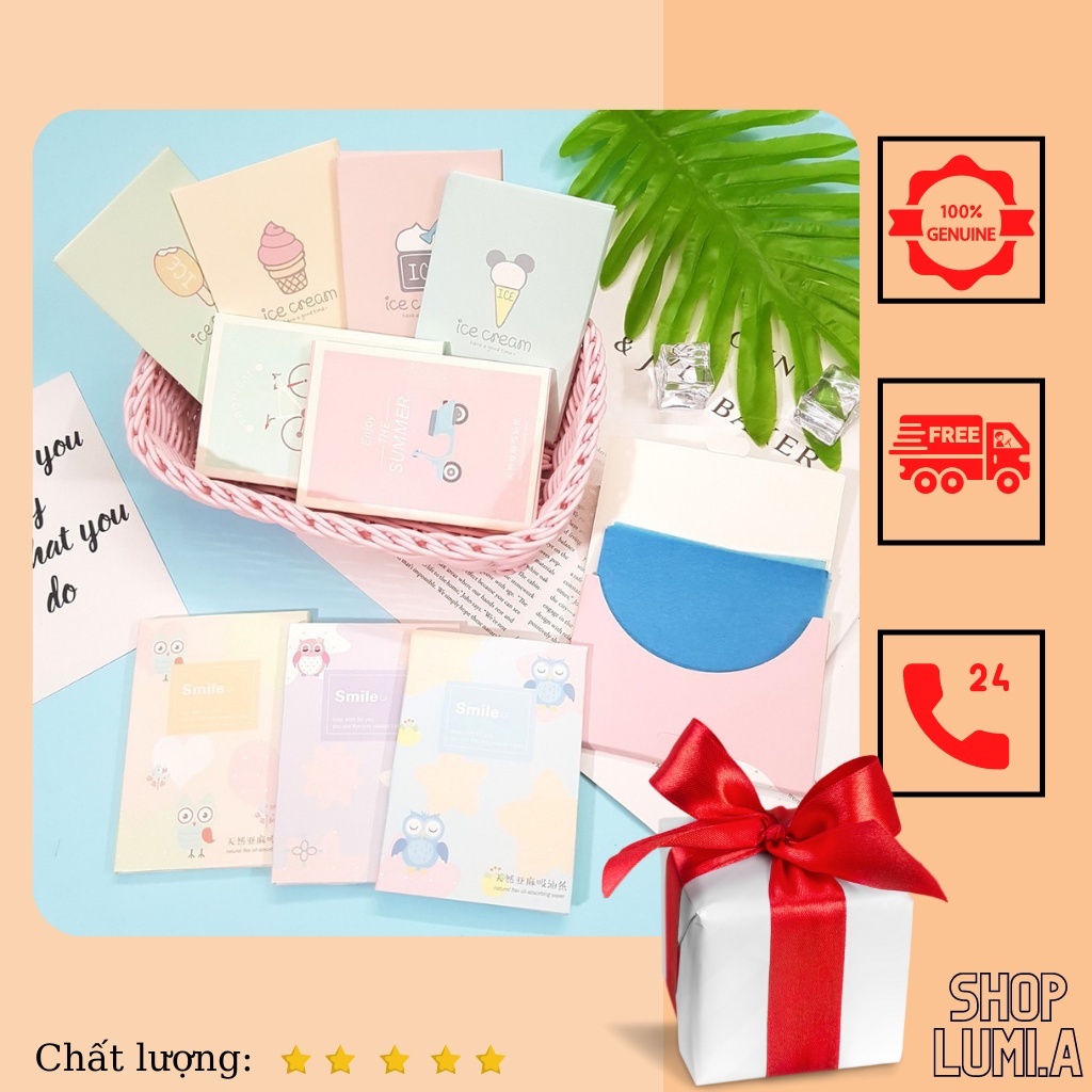 Giấy thấm dầu than tre hoạt tính gói 50 tờ phù hợp mọi loại da LuMi.A