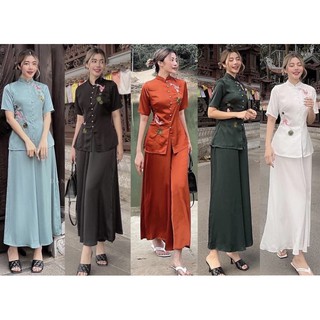 ĐỒ LAM ĐI CHÙA # CỔ TÀU LỤA THÊU CÁ NGỌC