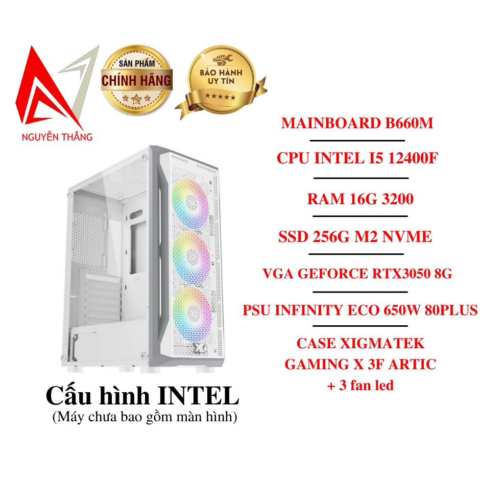 Thùng PC GAMING ADLER LAKE I5 THẾ HỆ 12 ( B660 - I5 12400F - 16G - RTX3050 )