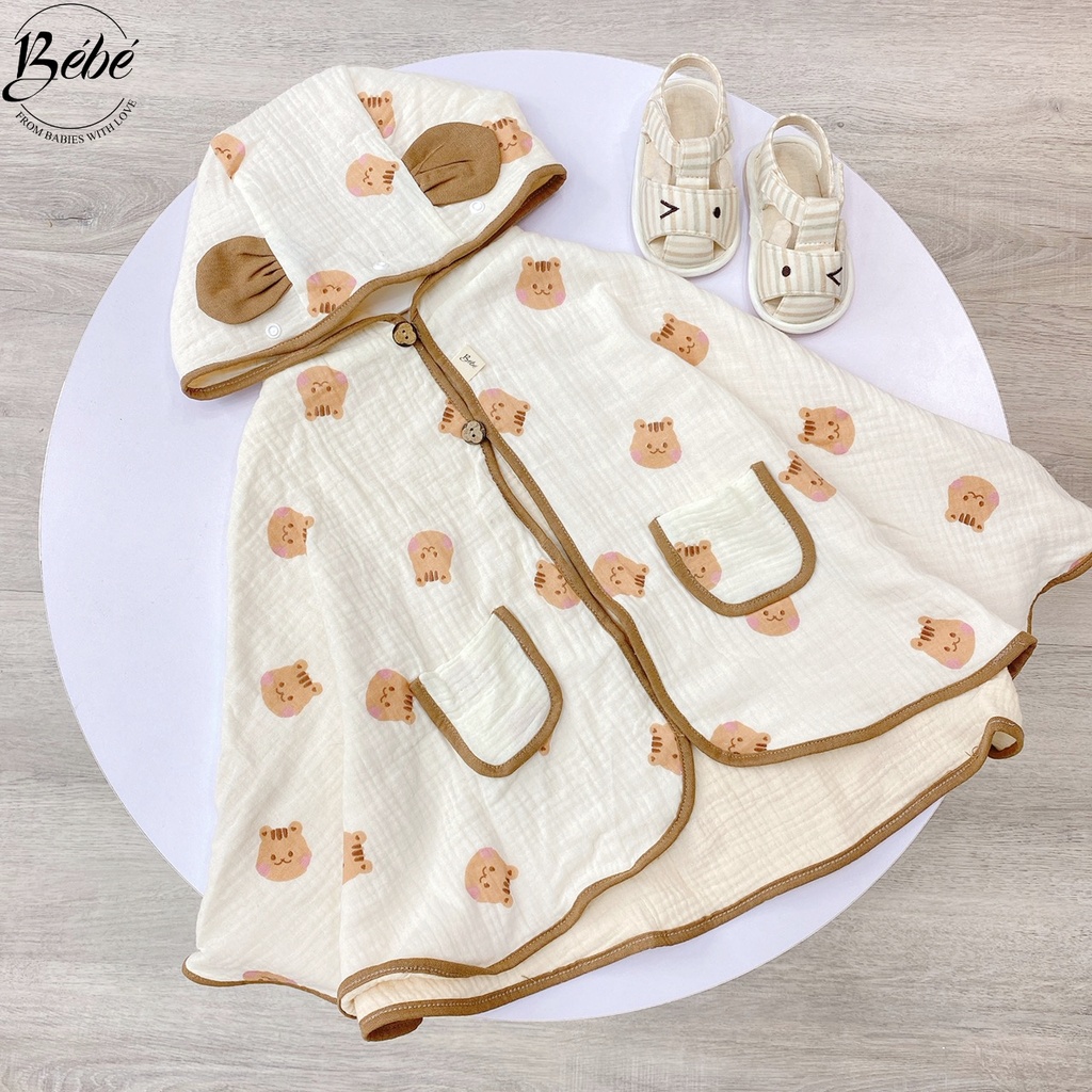 Áo Choàng Chống Nắng BéBé Kèm Tấm Chắn Phòng Dịch Cho Bé
